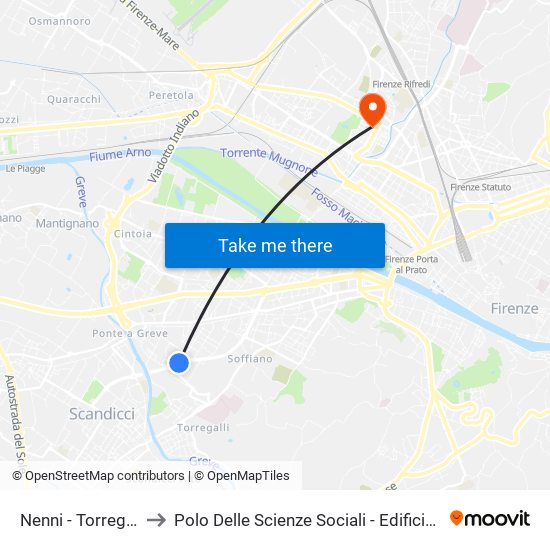 Nenni - Torregalli to Polo Delle Scienze Sociali - Edificio D5 map
