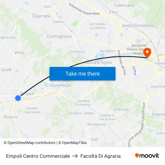 Empoli Centro Commerciale to Facoltà Di Agraria map