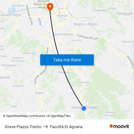 Greve Piazza Trento to Facoltà Di Agraria map