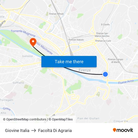 Giovine Italia to Facoltà Di Agraria map