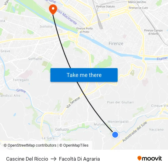 Cascine Del Riccio to Facoltà Di Agraria map
