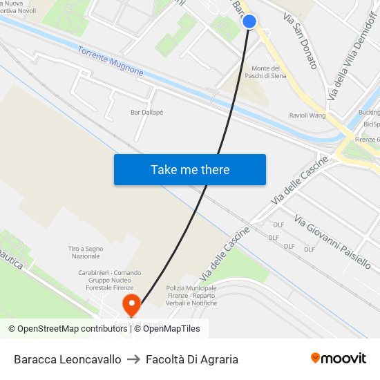 Baracca Leoncavallo to Facoltà Di Agraria map