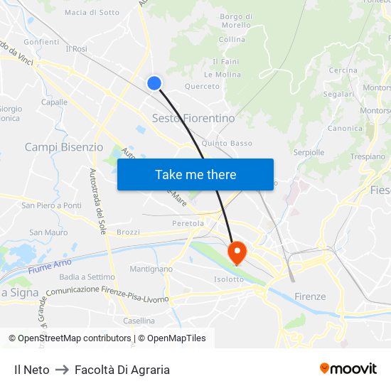 Il Neto to Facoltà Di Agraria map