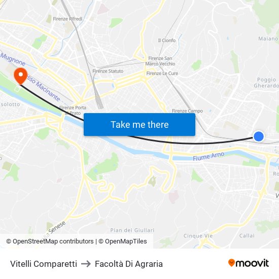 Vitelli Comparetti to Facoltà Di Agraria map