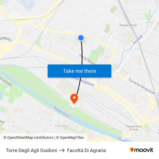 Torre Degli Agli Guidoni to Facoltà Di Agraria map
