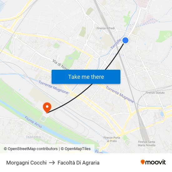 Morgagni Cocchi to Facoltà Di Agraria map