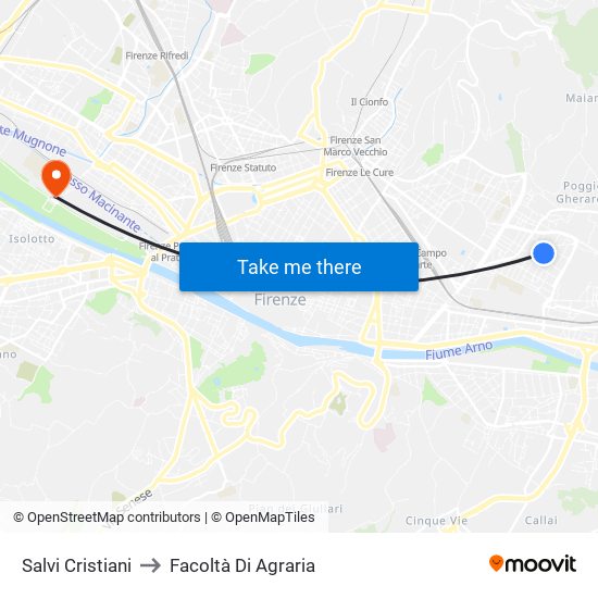 Salvi Cristiani to Facoltà Di Agraria map