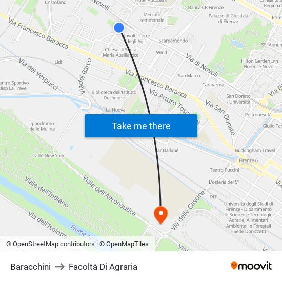 Baracchini to Facoltà Di Agraria map