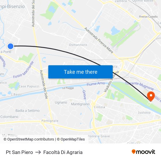 Pt San Piero to Facoltà Di Agraria map