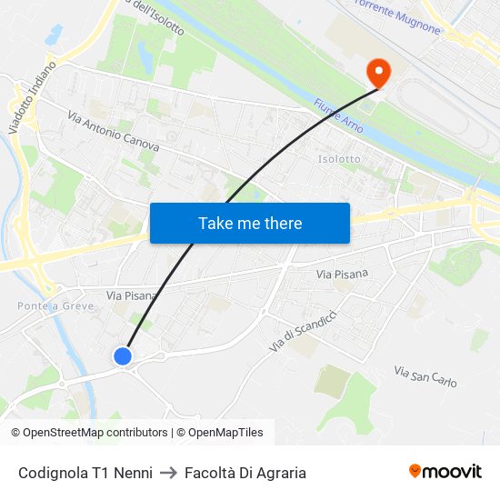 Codignola T1 Nenni to Facoltà Di Agraria map