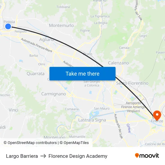 Barriera Square to Florence Design Academy map