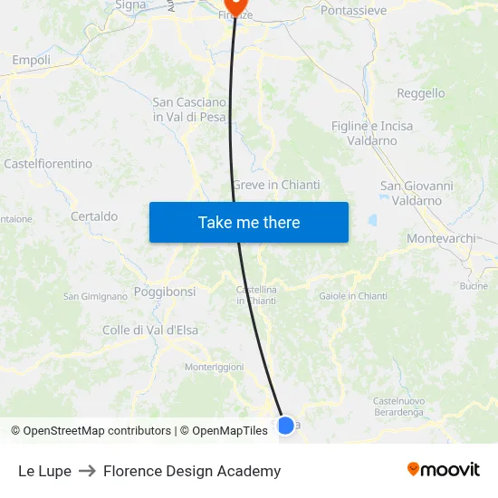 Le Lupe to Florence Design Academy map