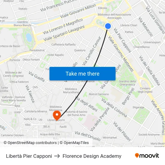 Liberty Pier Capponi to Florence Design Academy map