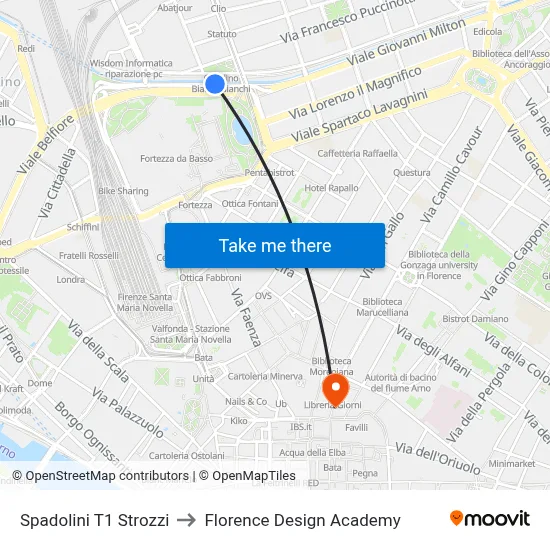 Spadolini T1 Strozzi to Florence Design Academy map