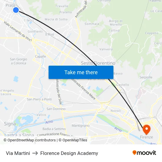 Martini Street to Florence Design Academy map