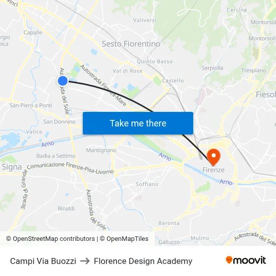 Campi Buozzi Street to Florence Design Academy map