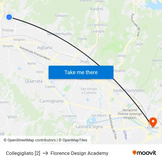 Collegigliato [2] to Florence Design Academy map