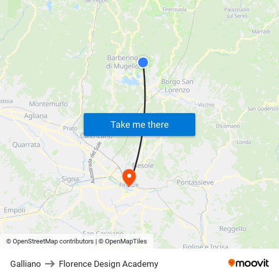 Galliano to Florence Design Academy map