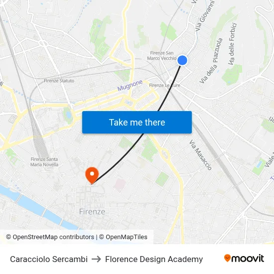 Caracciolo Sercambi to Florence Design Academy map