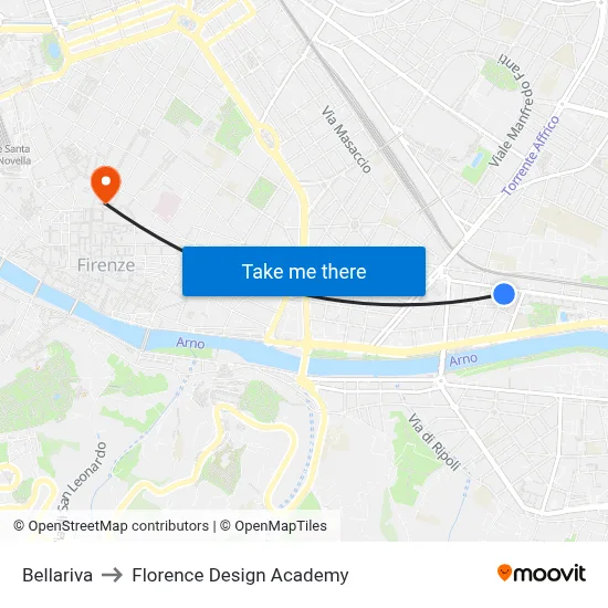 Bellariva to Florence Design Academy map