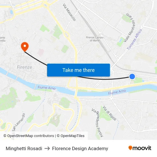 Minghetti Rosadi to Florence Design Academy map