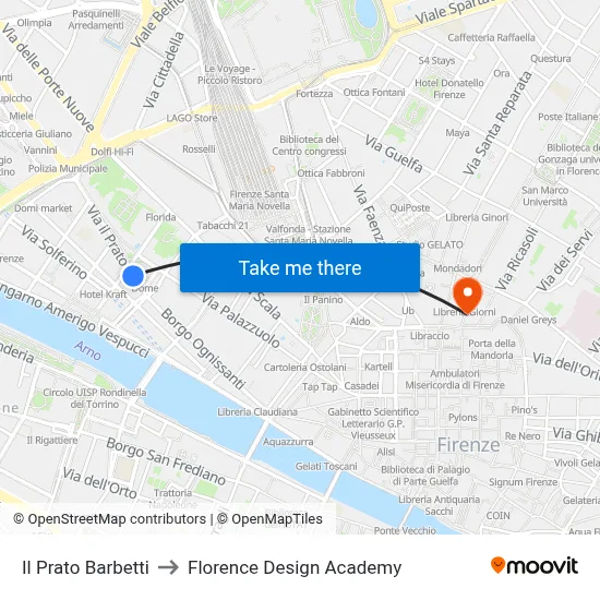 Barbetti Meadow to Florence Design Academy map
