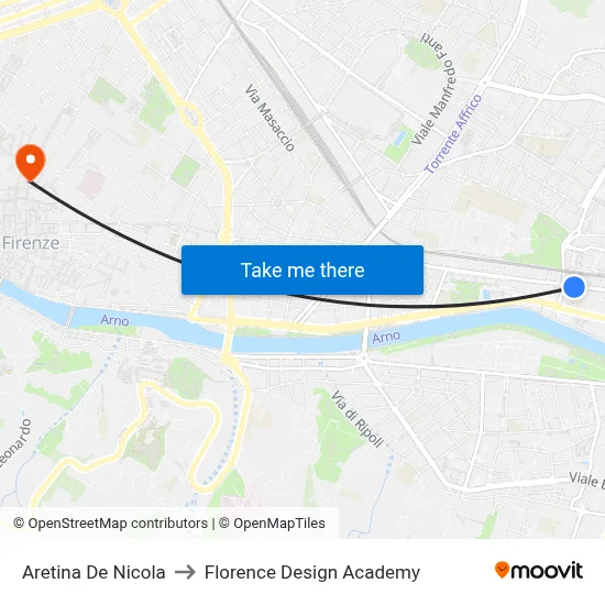 Aretina De Nicola to Florence Design Academy map