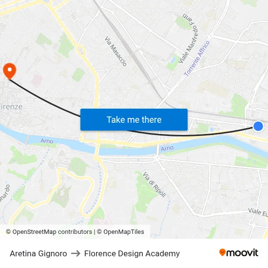 Aretina Gignoro to Florence Design Academy map