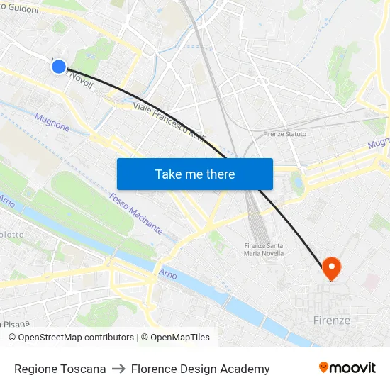 Tuscany Region to Florence Design Academy map