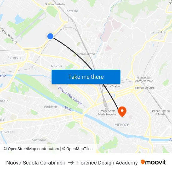 New Carabinieri School to Florence Design Academy map