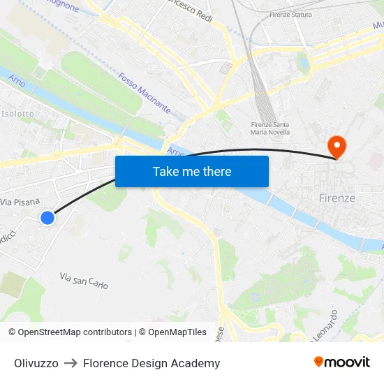 Olivuzzo to Florence Design Academy map