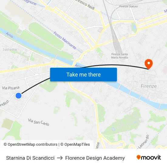 Starnina of Scandicci to Florence Design Academy map