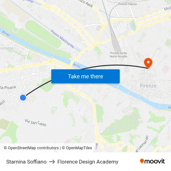 Starnina Soffiano to Florence Design Academy map