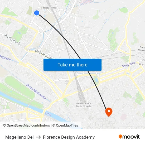 Magellan Street to Florence Design Academy map