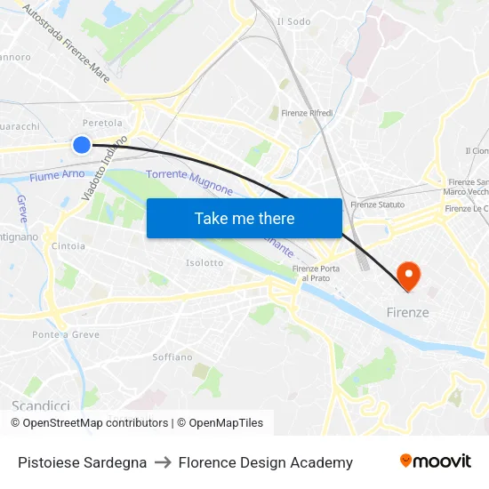 Pistoiese Sardegna to Florence Design Academy map