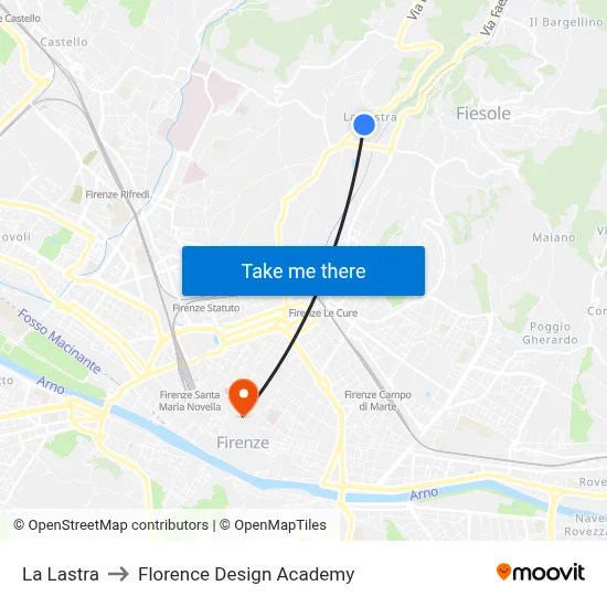 La Lastra to Florence Design Academy map