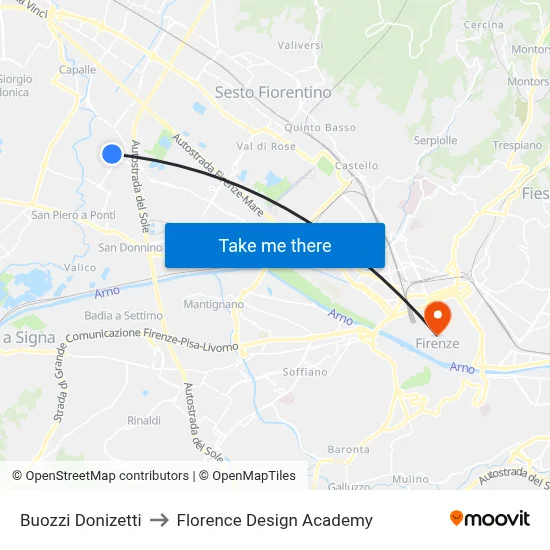 Buozzi Donizetti to Florence Design Academy map