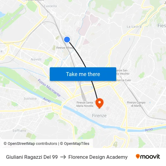 Giuliani Boys of 99 to Florence Design Academy map