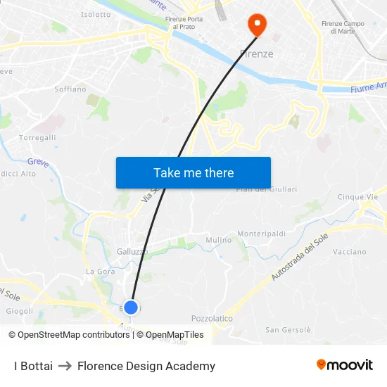 I Bottai to Florence Design Academy map