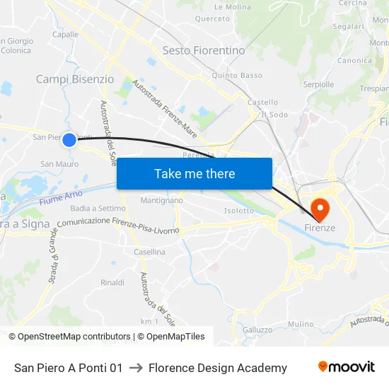 San Piero A Ponti 01 to Florence Design Academy map