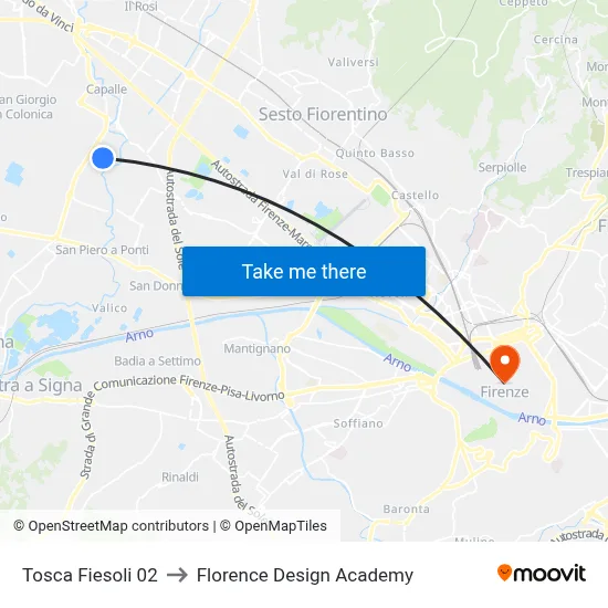 Tosca Fiesoli 02 to Florence Design Academy map