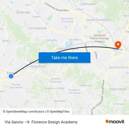 Sanzio Street to Florence Design Academy map