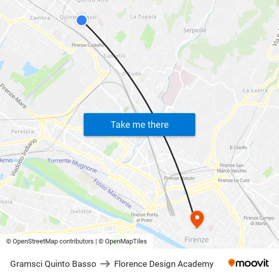 Gramsci Quinto Basso to Florence Design Academy map