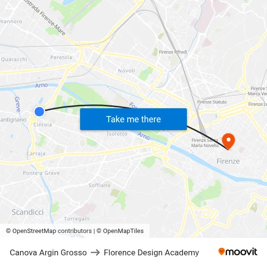 Canova Large Embankment to Florence Design Academy map