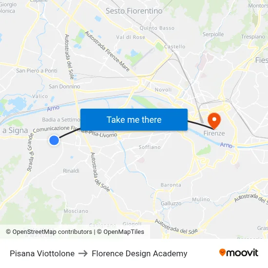 Pisana Viottolone to Florence Design Academy map