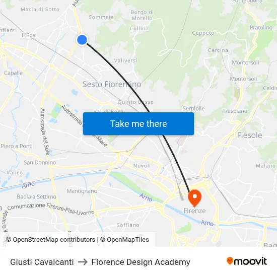 Giusti Cavalcanti to Florence Design Academy map