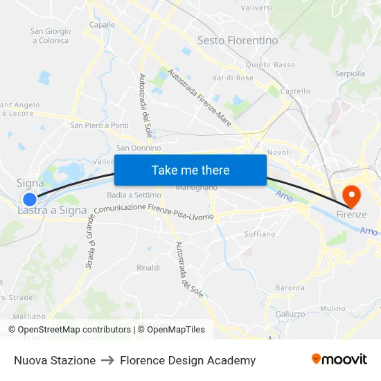 New Station to Florence Design Academy map