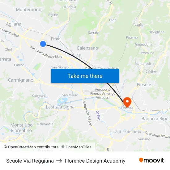 Reggiana Street Schools to Florence Design Academy map