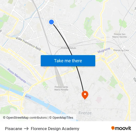 Pisacane to Florence Design Academy map