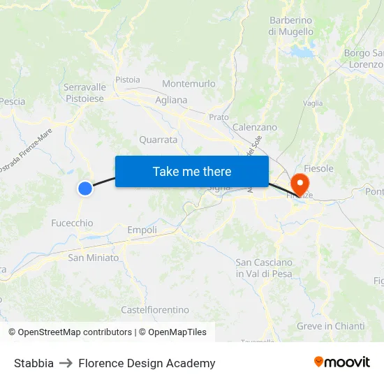 Stabbia to Florence Design Academy map